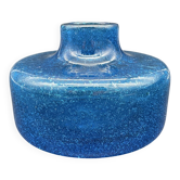 Vase vintage en verre bleu cobalt bullé – Design scandinave années 60