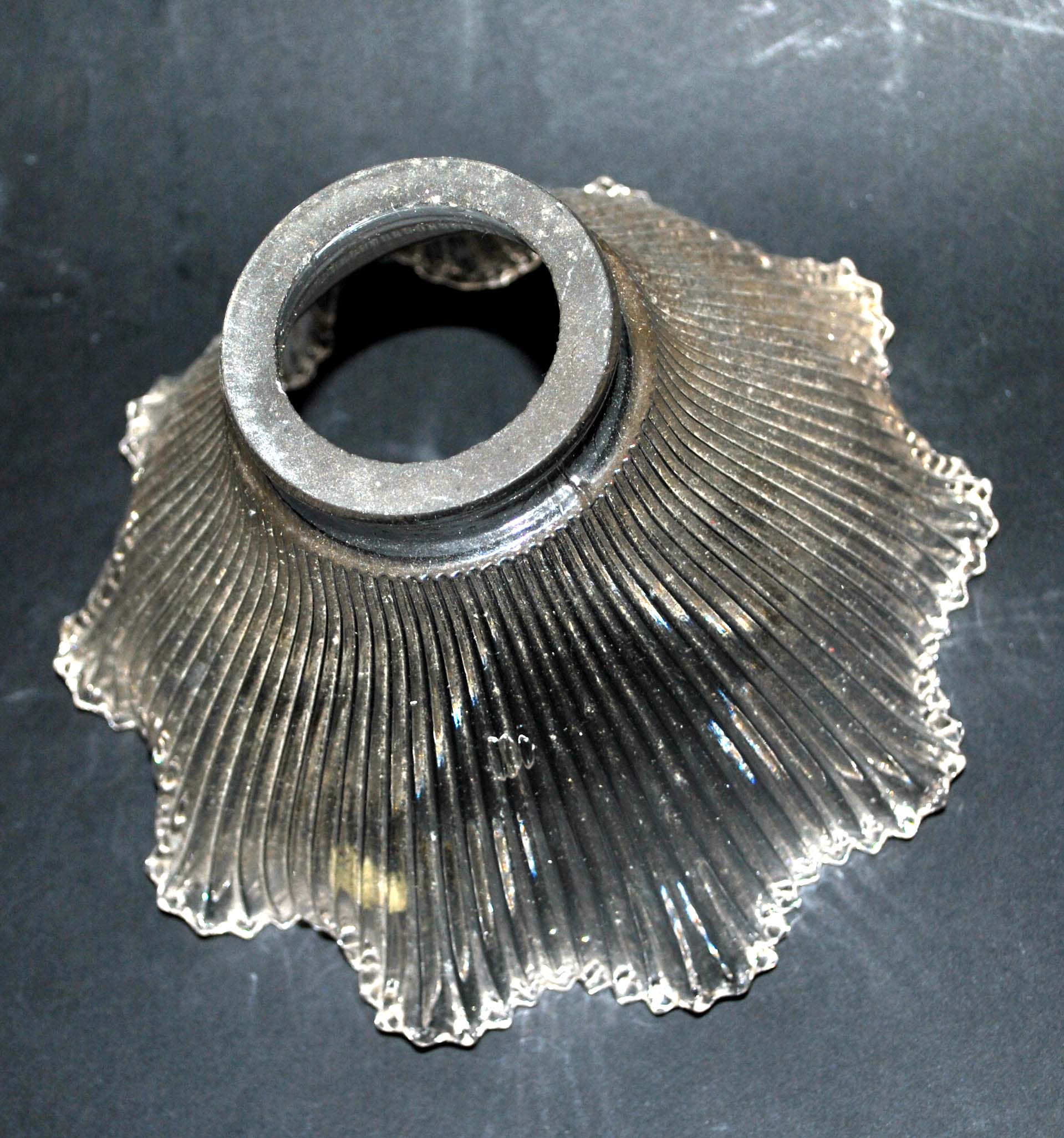 Tulip Striated molded pressed glass lamp cup