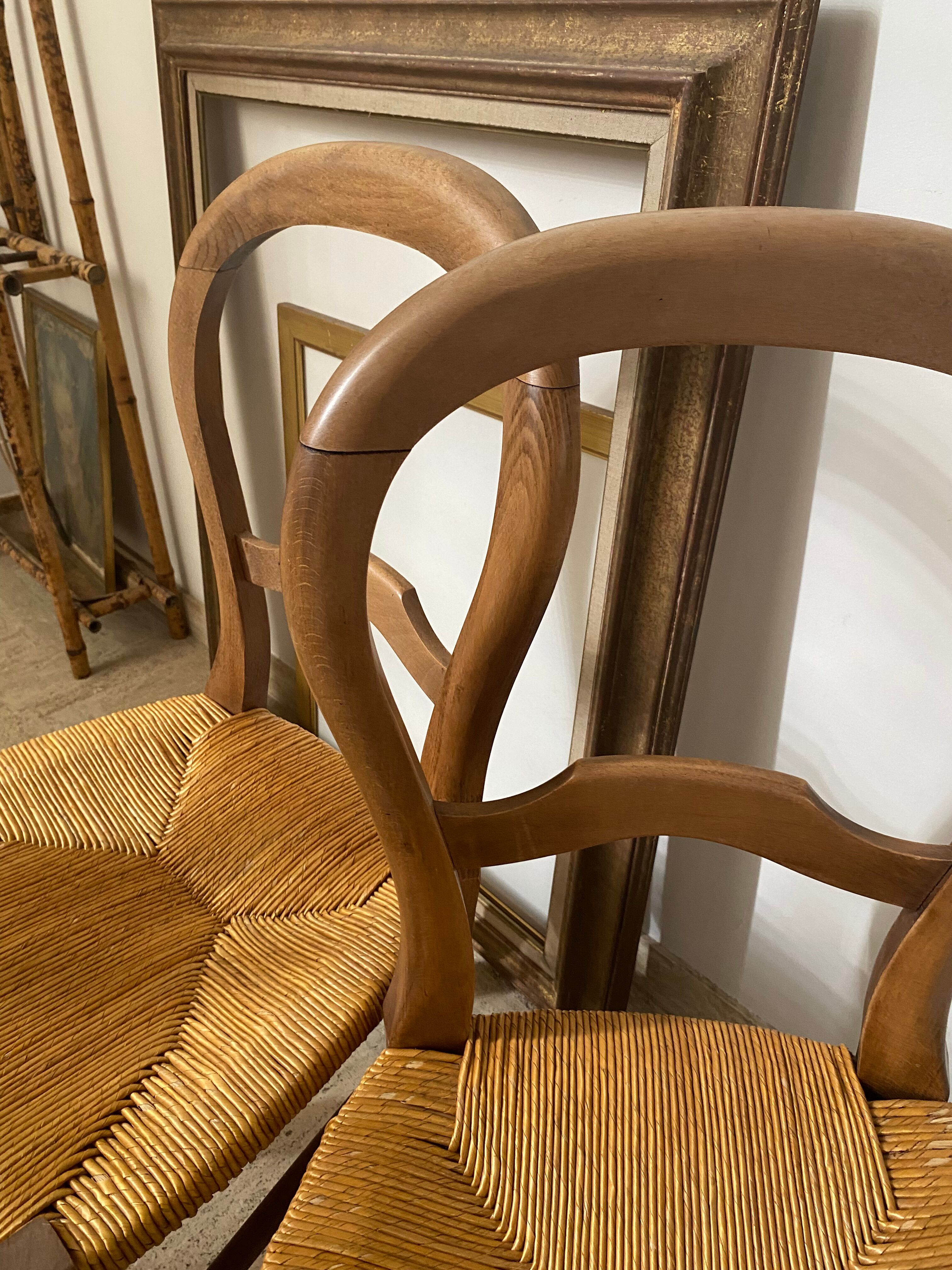 Deux chaises paillées création artisanale années 80