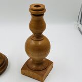 Pair of wooden candle holders