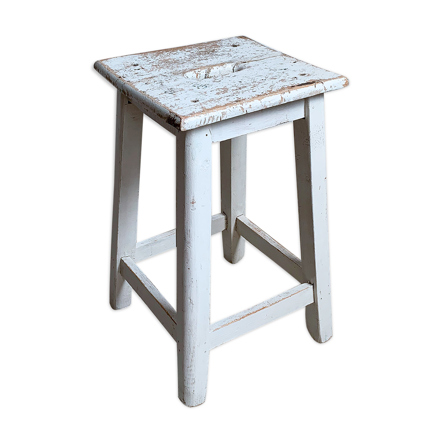 White wooden workshop stool