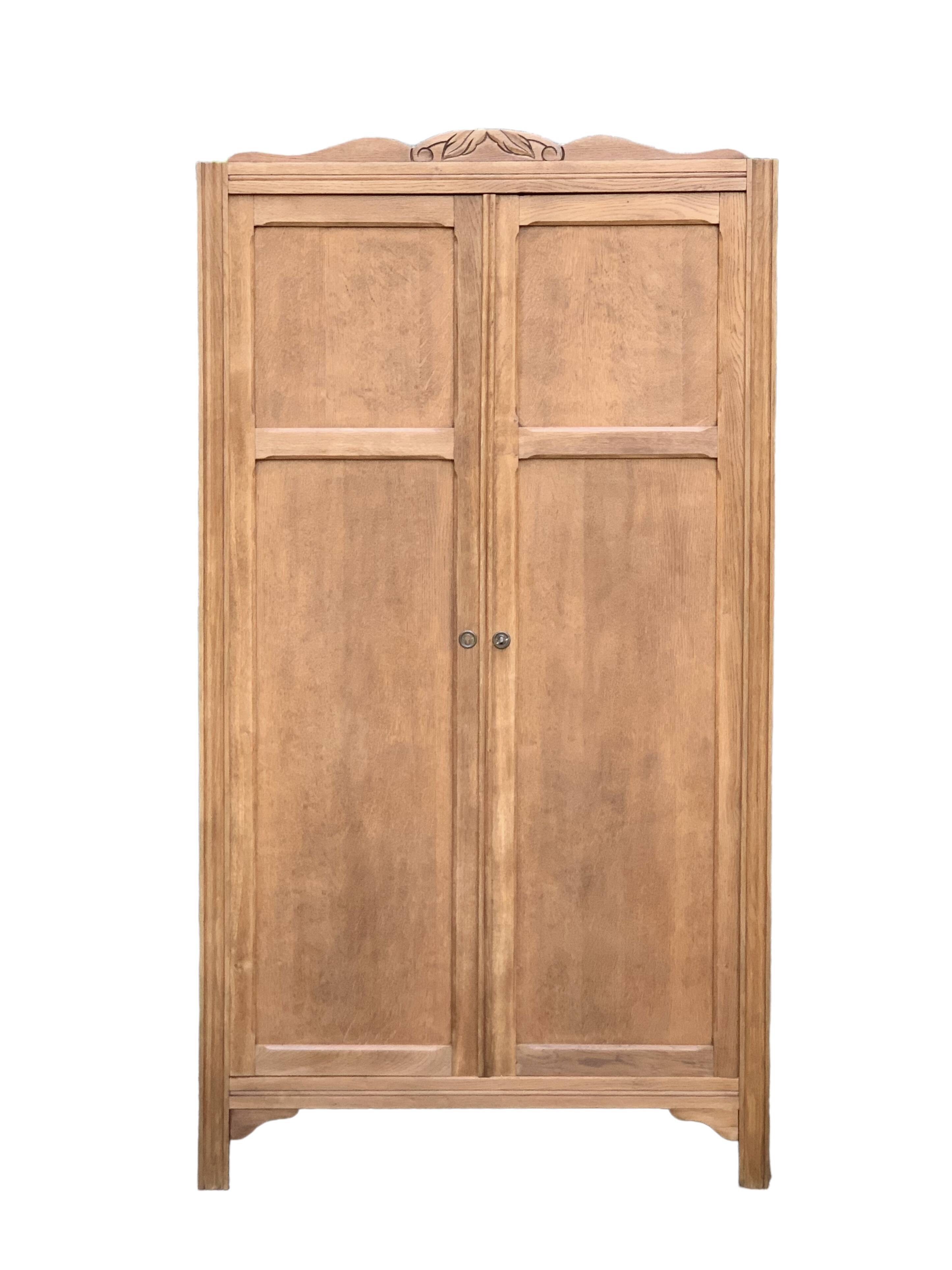 Parisian wardrobe, art deco raw wood wardrobe, 1930