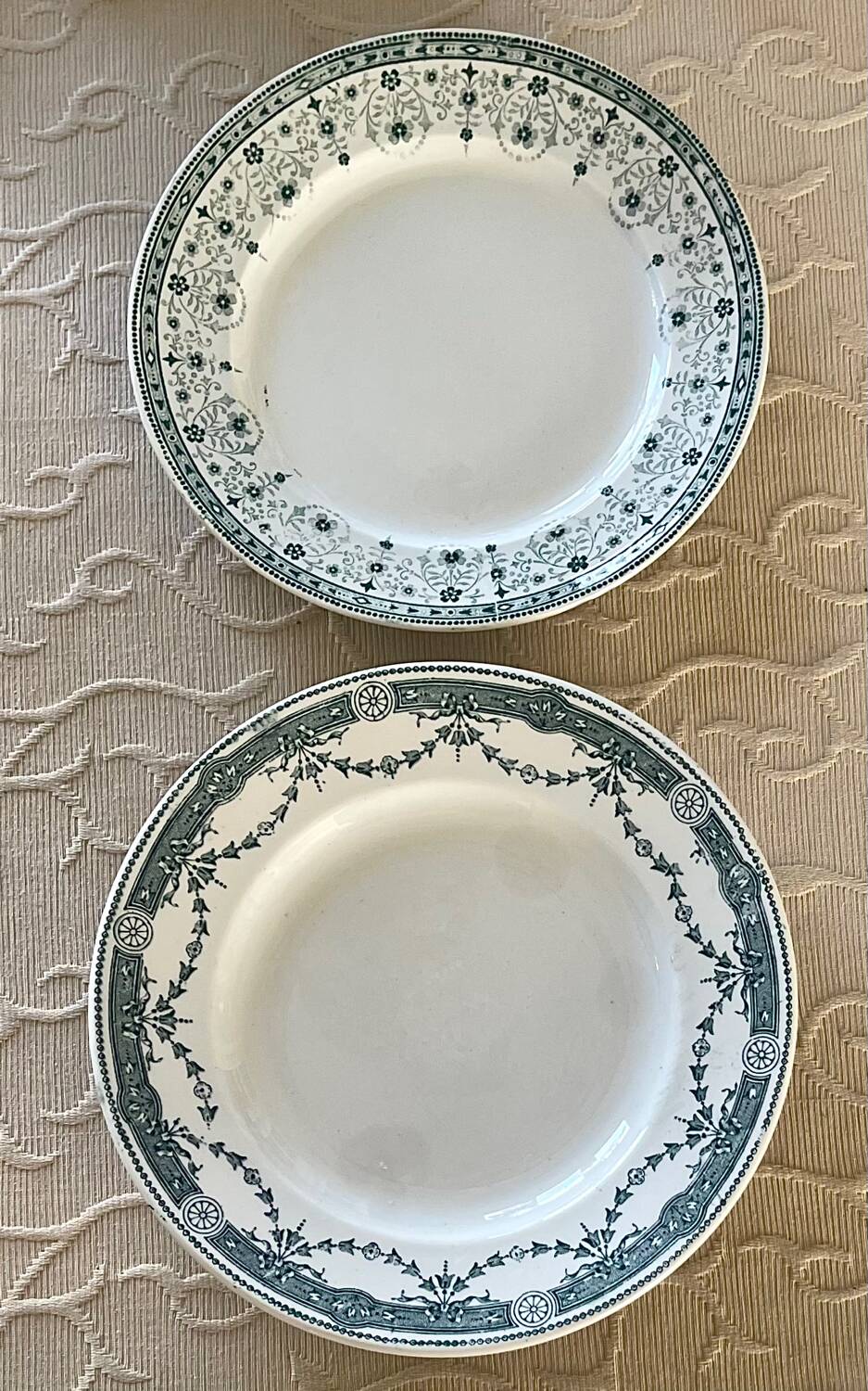 5 antique ironstone plates from Moulin des Loups.