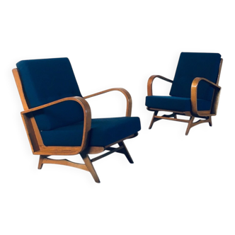 Mid-Century Modern Bentwood Lounge Chairs, Belgium, 1950s, Set of 2