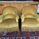 Pair of golden yellow toad armchairs