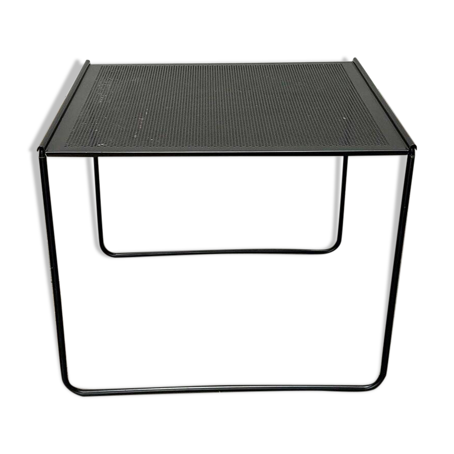 Postmodern perforated metal nesting side table from Ikea, 1980s.