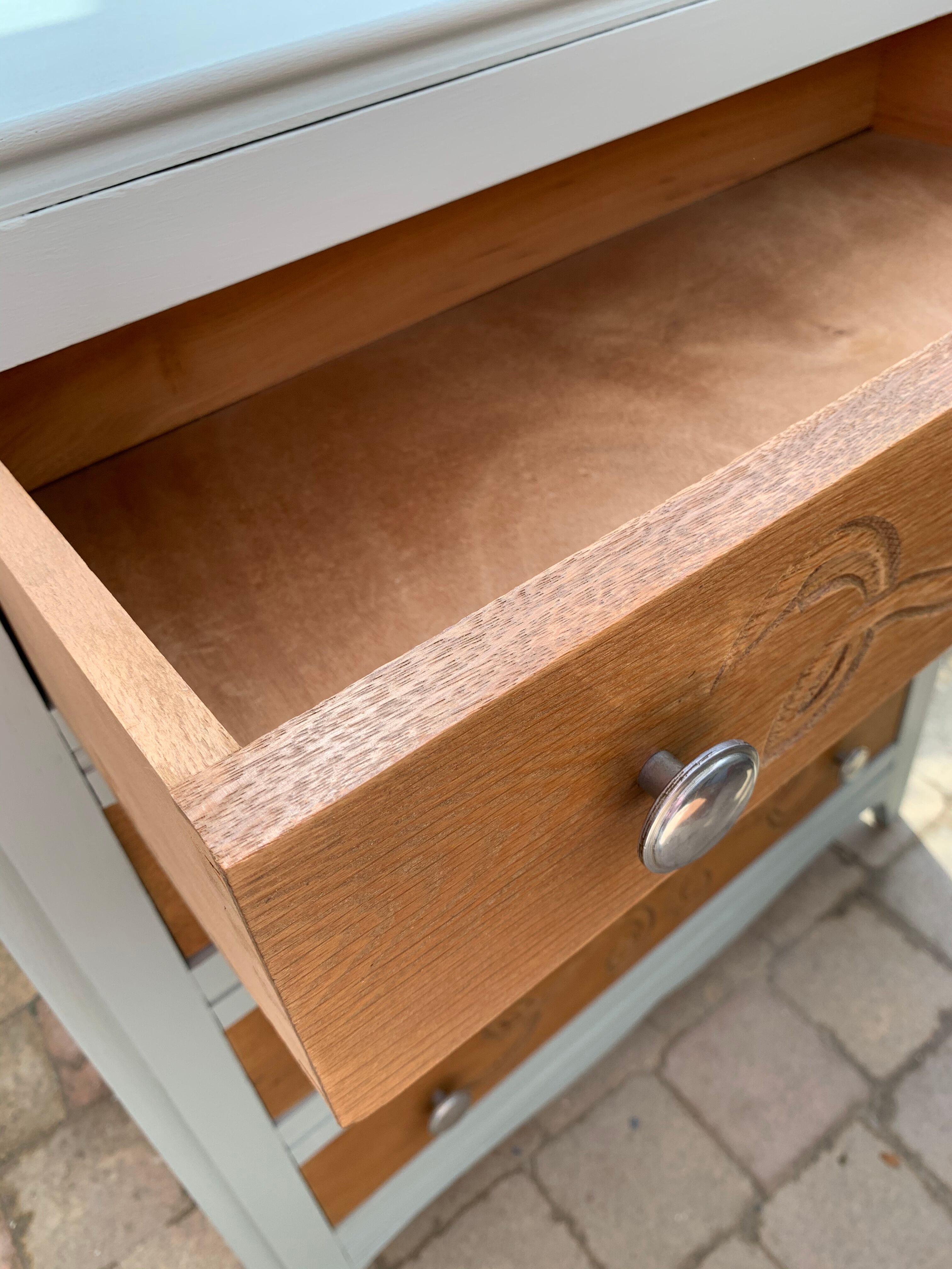 40's grey green art deco chest of drawers