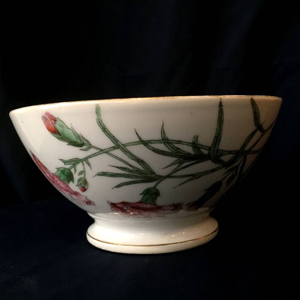 Old bowl with floral decoration soup coffee salad country decor