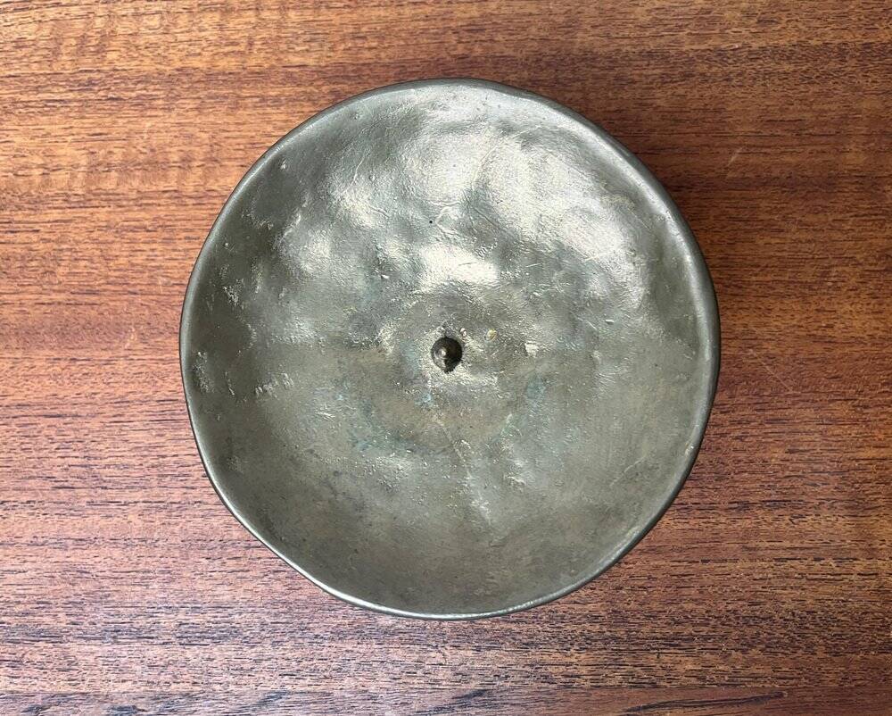 Brutalist bronze candlestick from the mid-century, 1960s.