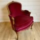 Vintage Louis XV style bergère / cabriolet armchair – Carved wood velvet