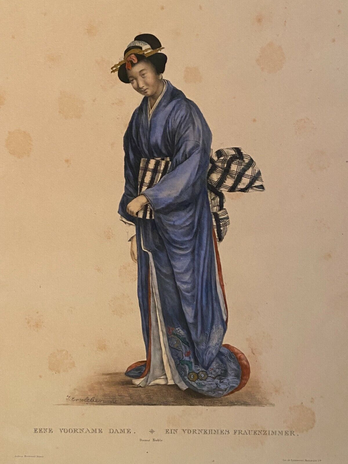 Color engraving XIXth Noble Lady of Japan