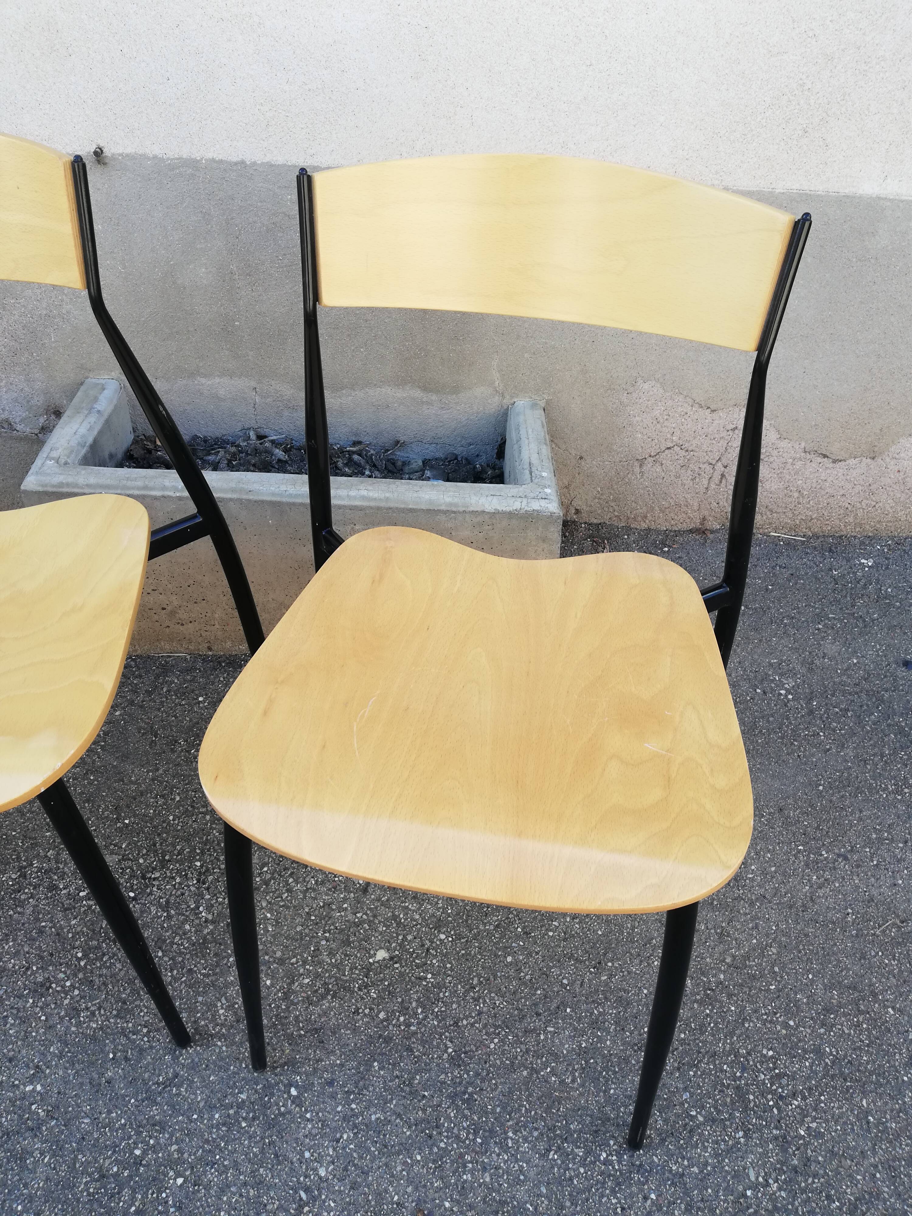 Set de 6 chaises vintage métal et bois