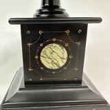 Set of 2 antique black marble candle stands, 1930's Art deco