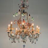 Venetian chandelier rezzonico in multicolored murano glass, 10 arms of light