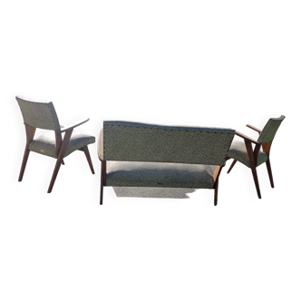 Ancien salon banquette et deux fauteuils 1930 art deco par oxedou