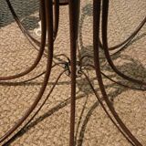 Brown metal chandelier