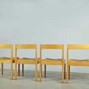 Vintage dutch design oak dining chairs, 1960s