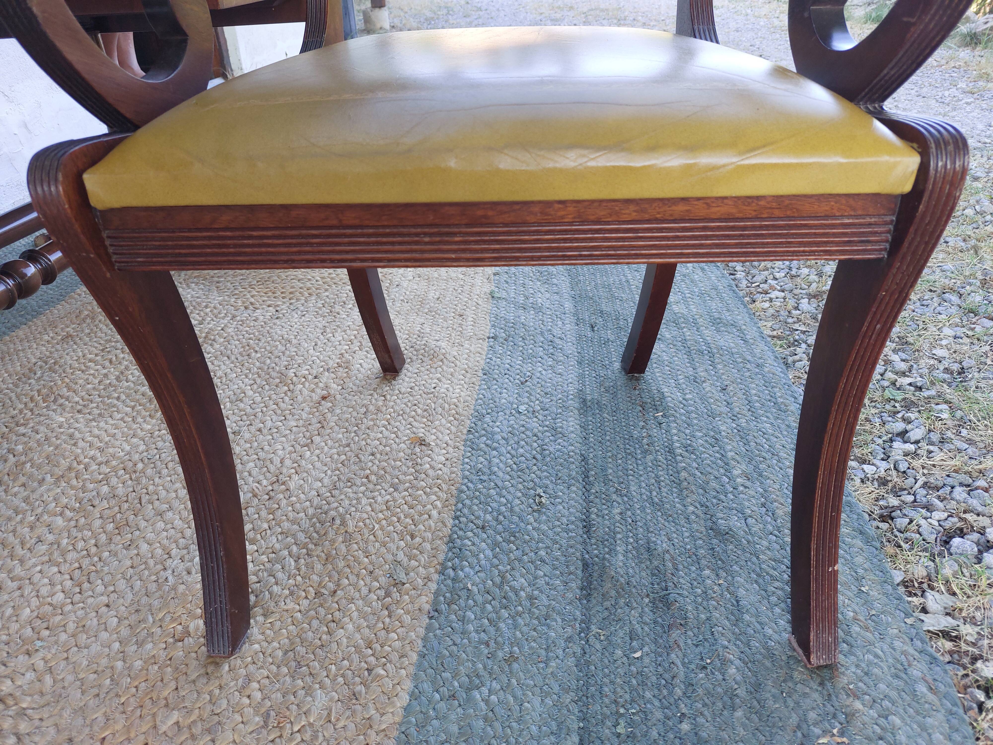English desk and lyre chair, leather, extensions.
