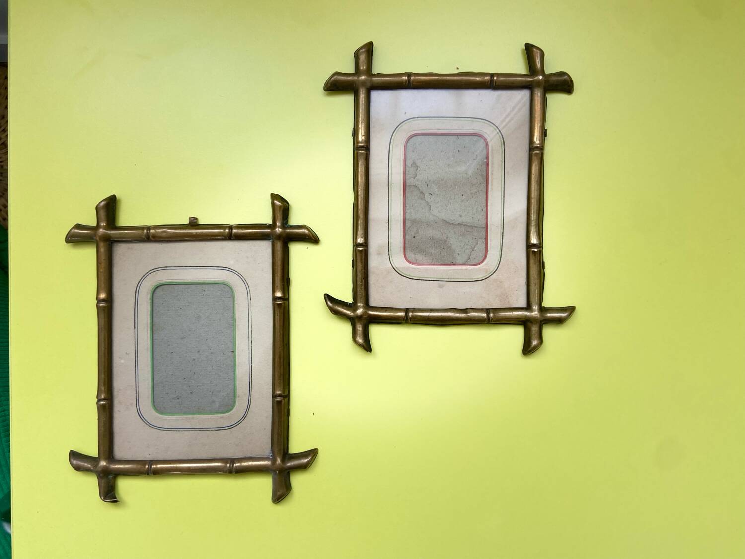 Duo of vintage brass frames