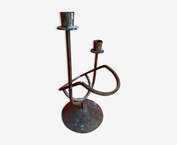 Bougeoir porte bouteille en fer forgé