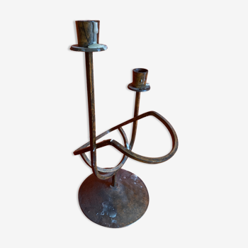 Wrought iron bottle holder candle holder