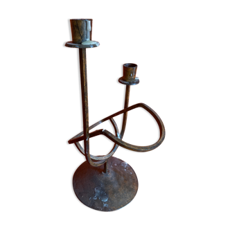 Wrought iron bottle holder candle holder
