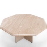 Italian coffee table in travertine with fossils