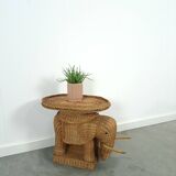 Rattan elephant table vintage side table