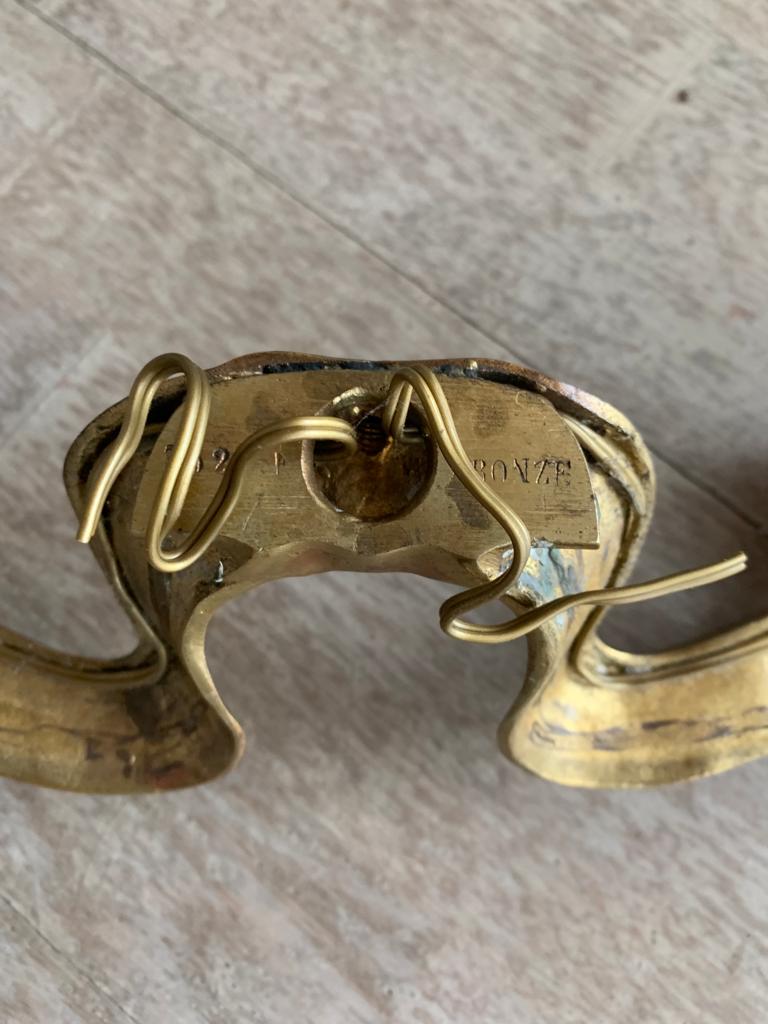 Pair of gilded bronze wall lamps, France, 1940