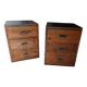 Pair of workshop furniture, solid wood, metal top 1930, 1950