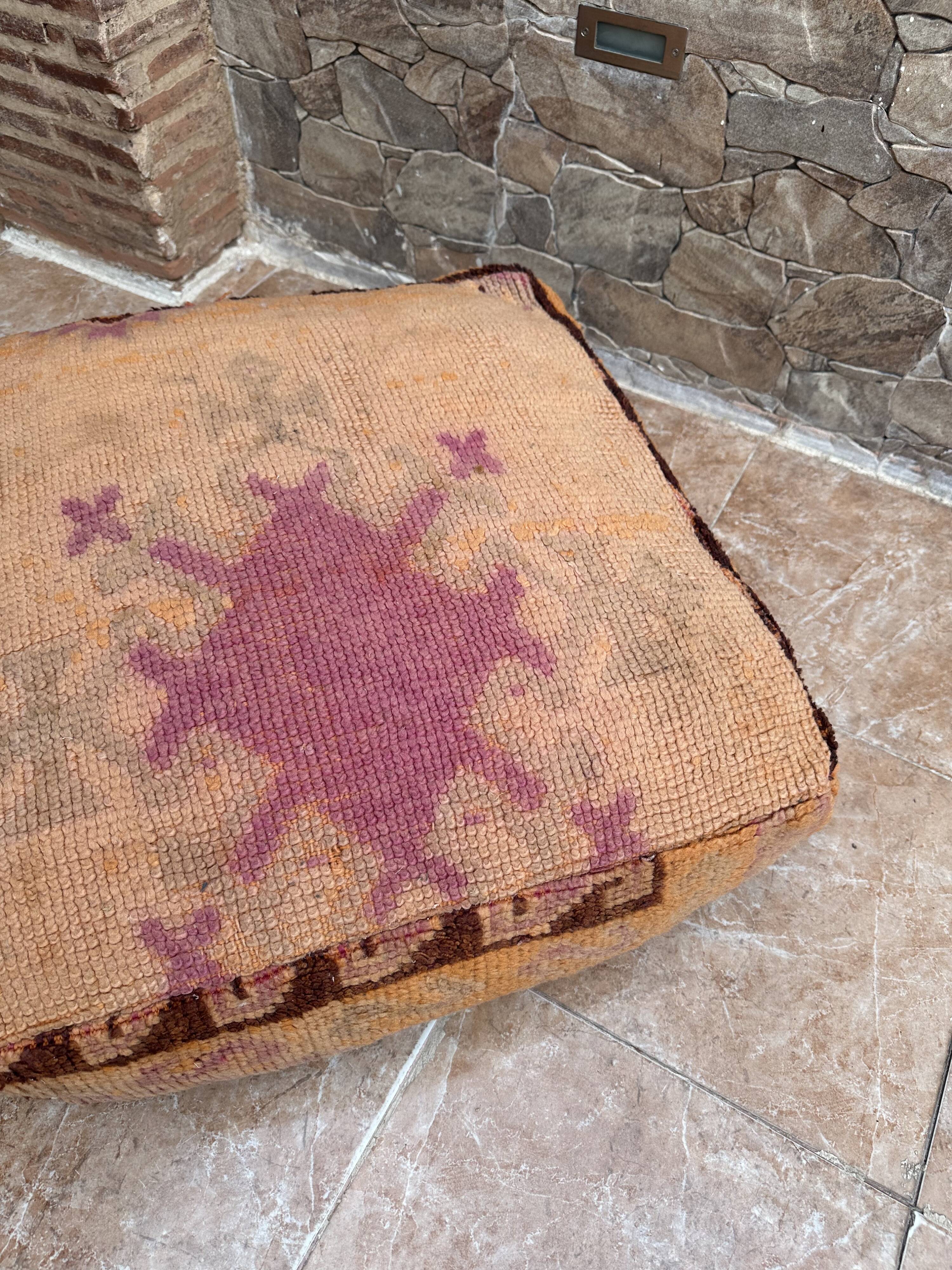 Handmade Berber Kilim pouf, floor cushion.