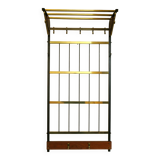 Mid-century brass and teak wall coat rack, 1960s