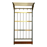 Mid-century brass and teak wall coat rack, 1960s