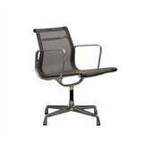 Multiple Eames Aluminum Group EA108 Dining Chairs Charcoal Netweave Mesh, Vitra