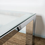 Chrome coffee table with its bisauté glass