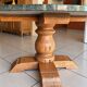 Round table in green Vosges granite and solid wood – Ø 140 cm