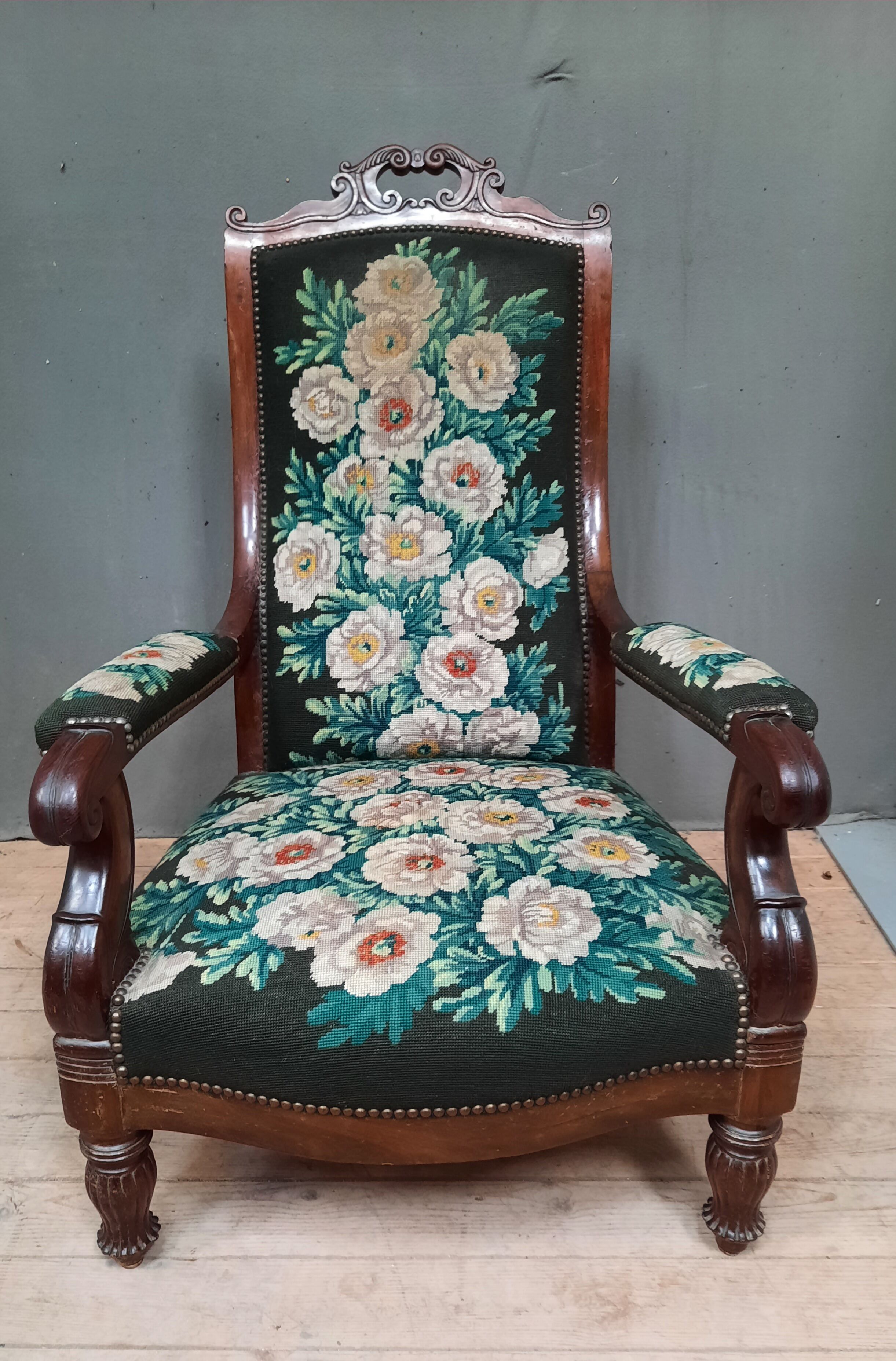 Stamped voltaire armchair