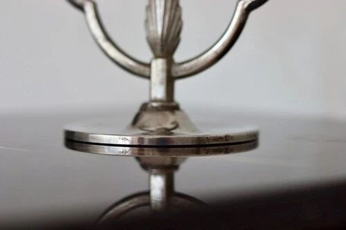 Vintage Pewter Double-Arm Candelabra – Art Nouveau Style Candle Holder