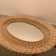 Old oval mirror wicker vintage rattan, 55x43 cm