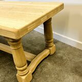 Large Sanded Full Oak Vintage French Dining Table, 1960s. France