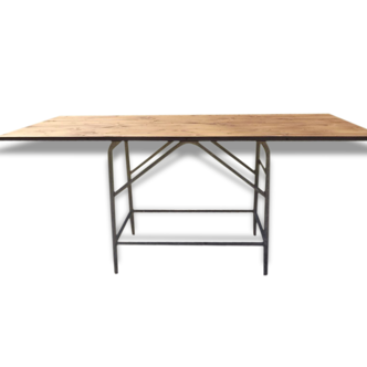 Table industrielle fer et bois