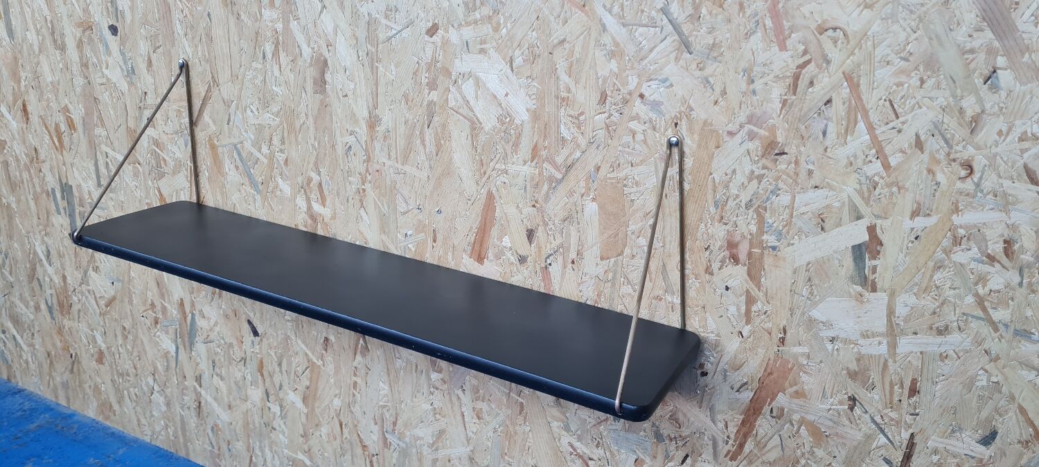 Scandinavian brass and teak shelf