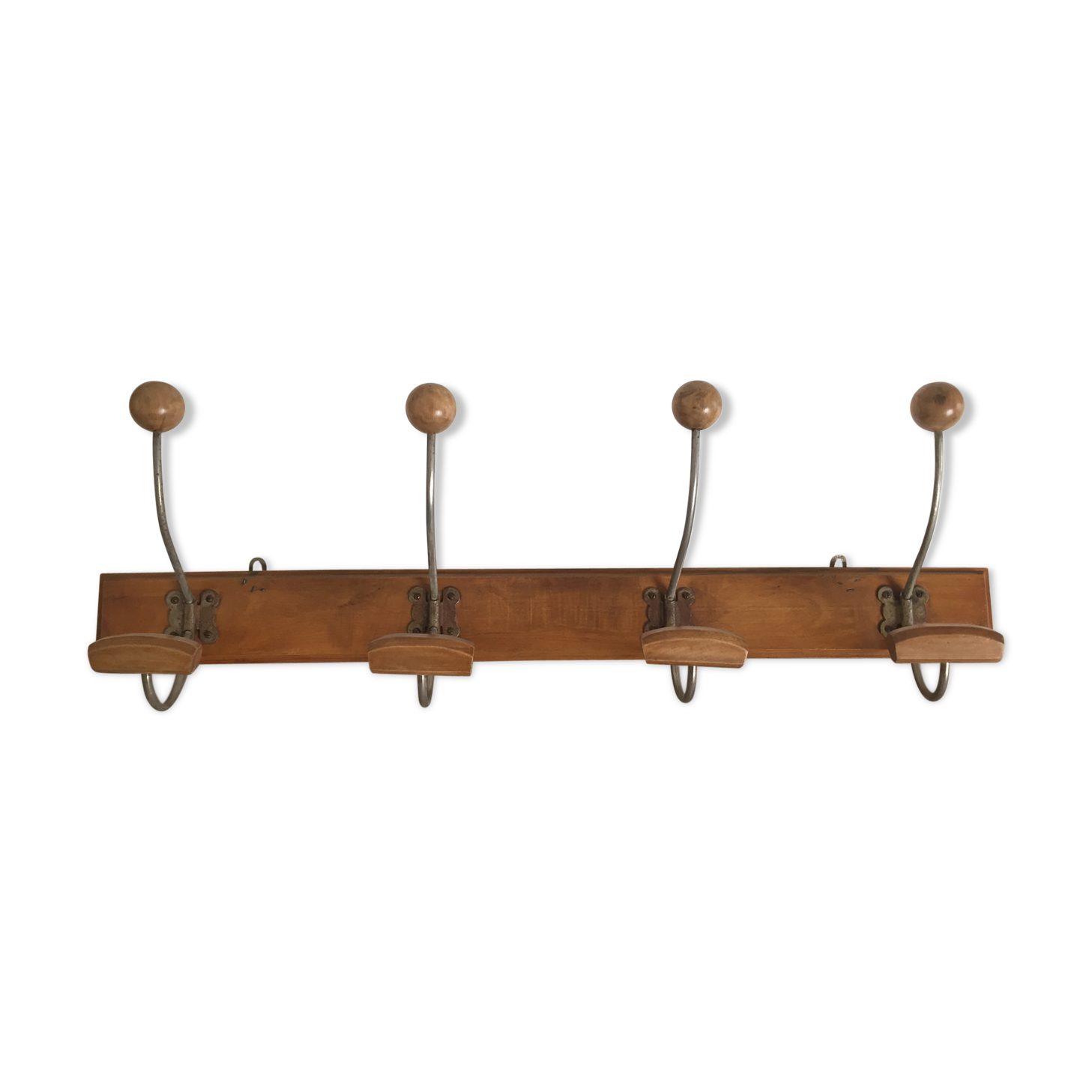 Curved coat hanger, 4 double patères