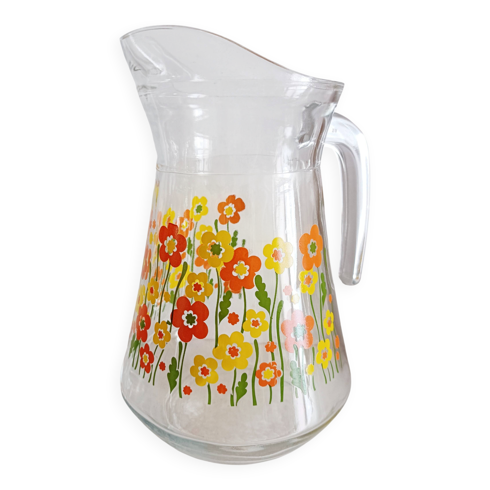 Flowery glass carafe, 1970s
