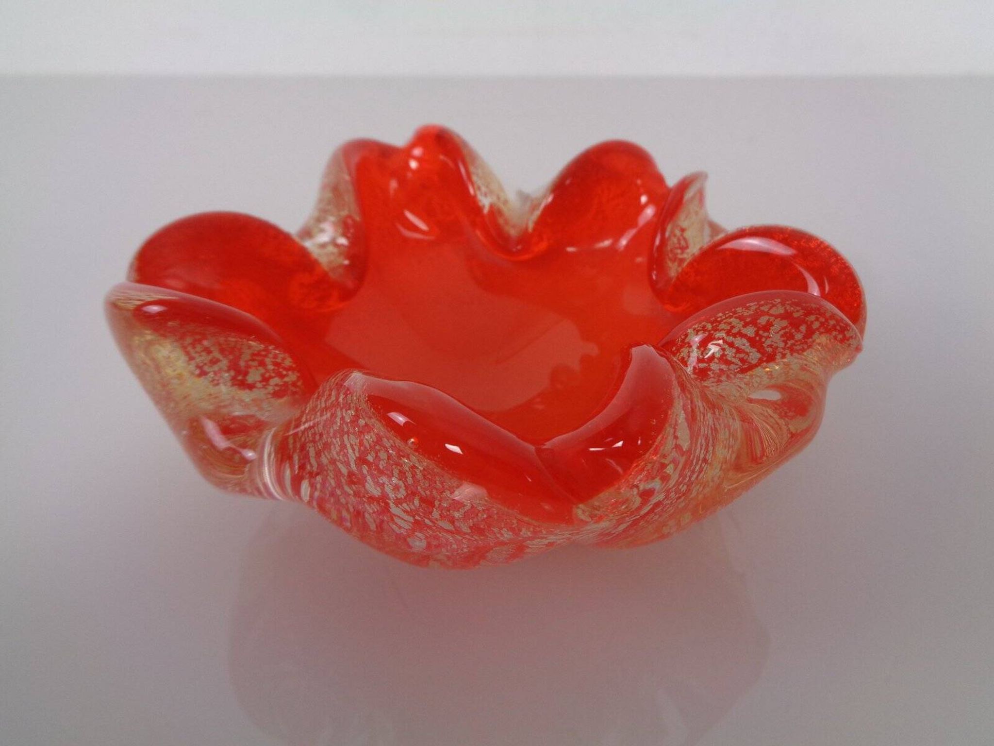 Red & Silver Murano Glass Ashtray by Barovier & Toso, Italy, 1960s