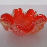 Red & Silver Murano Glass Ashtray by Barovier & Toso, Italy, 1960s