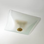 Lampe de plafond en verre satiné et laiton, années 1970