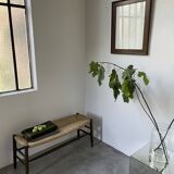 Oak and straw farm bench