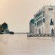 Watercolor painting "Twilight in Venice at the Cipriani", signed
