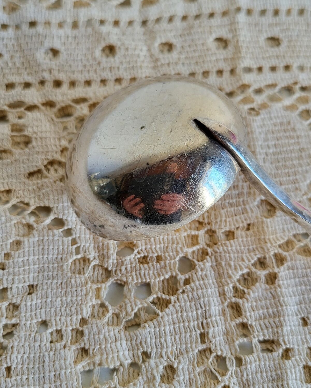 Punch ladle, cocktail, in silver-plated cherry metal.